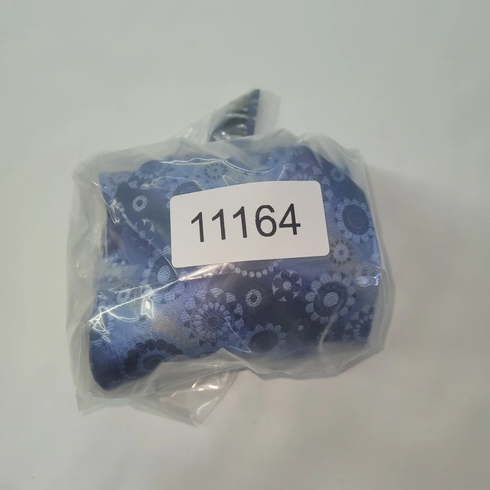 Belisi Mens Necktie Blue Gray‎ Circle Floral 100% Silk Handmade Business Preppy